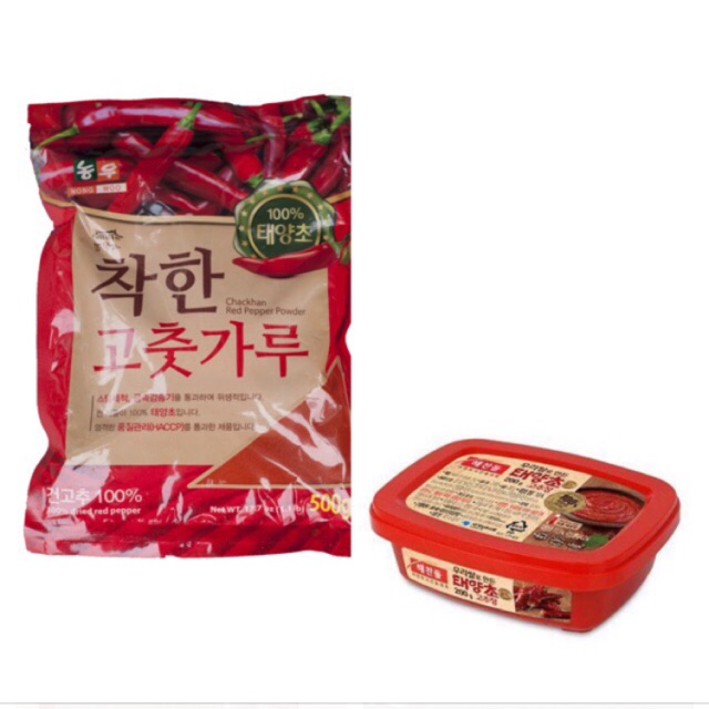 &lt;HOT&gt; Combo 500g bột ớt vảy chakhan và hộp 200g tương ớt gochujang Hàn Quốc