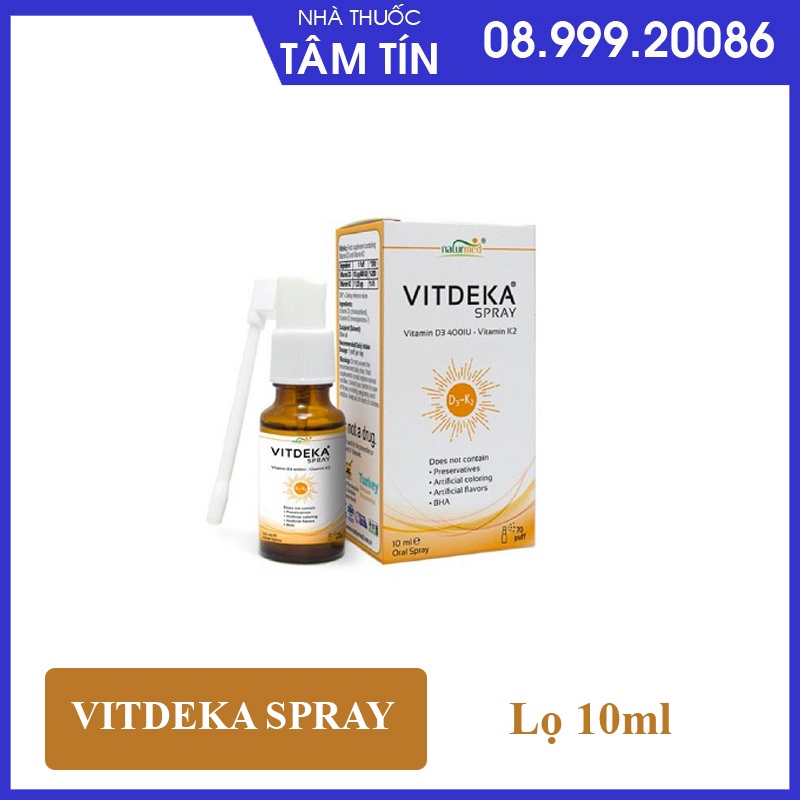[CHÍNH HÃNG ] VITDEKA SPRAY- Bổ xung vitamin D3 +K2 tăng cường hấp thu Canxi giúp xương , răng chắc khoẻ