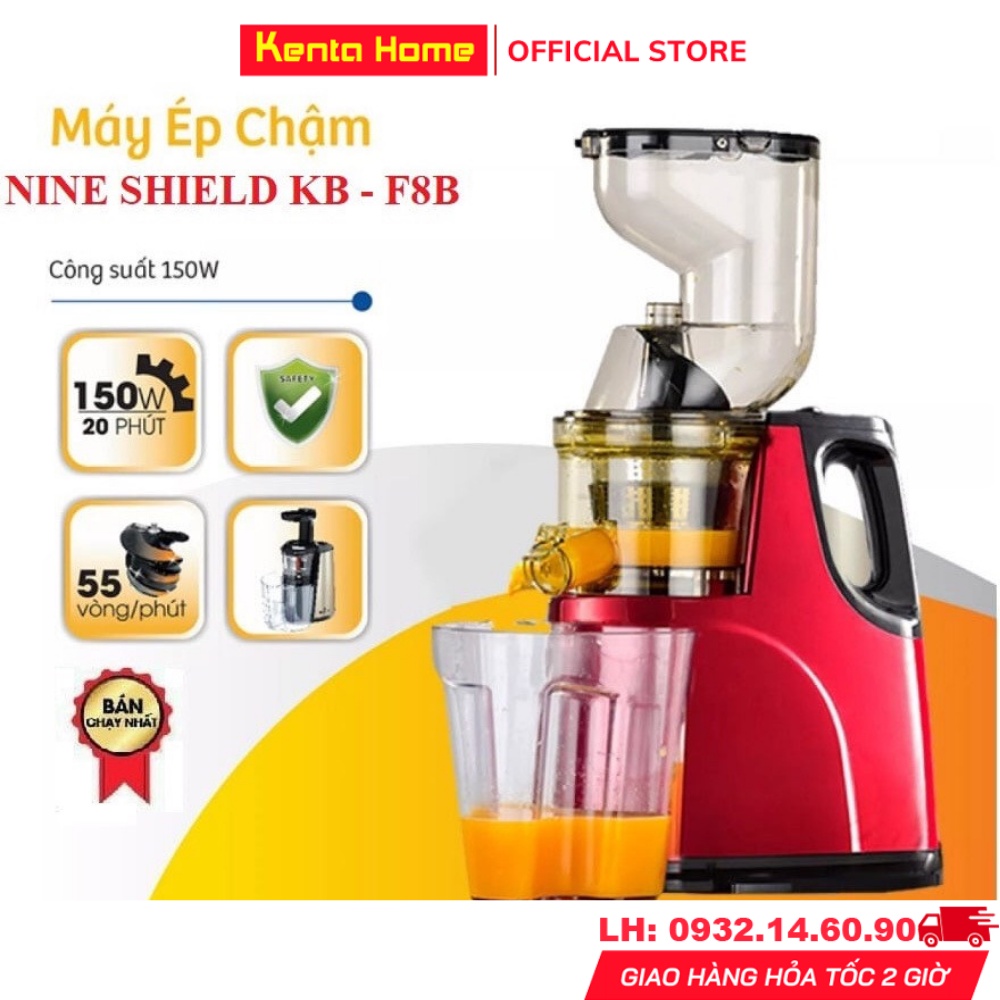 Máy ép chậm chính hãng Nineshield KB - F10B, Máy ép chậm trái cây hoa quả ép nguyên quả mạnh mẽ kiệt bã đến 97%,BH 1 Năm