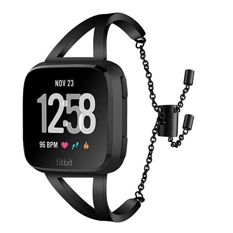 Dây Đeo Thay Thế Chất Liệu Kim Loại Thiết Kế Lỗ Thời Trang Cho Fitbit Versa / Lite