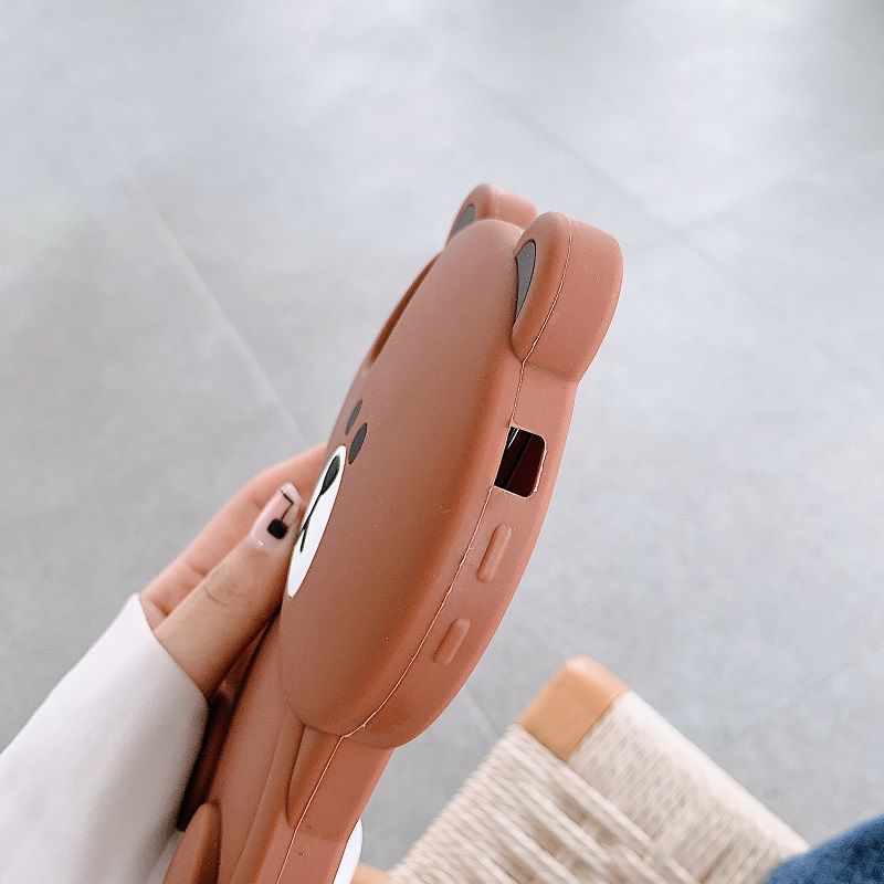 ỐP lưng iphone Gấu nâu 3D iPhone7 / 8Plus Mobile Shell Apple XS / 11ProMax Cute XR/SE Silicone 6s