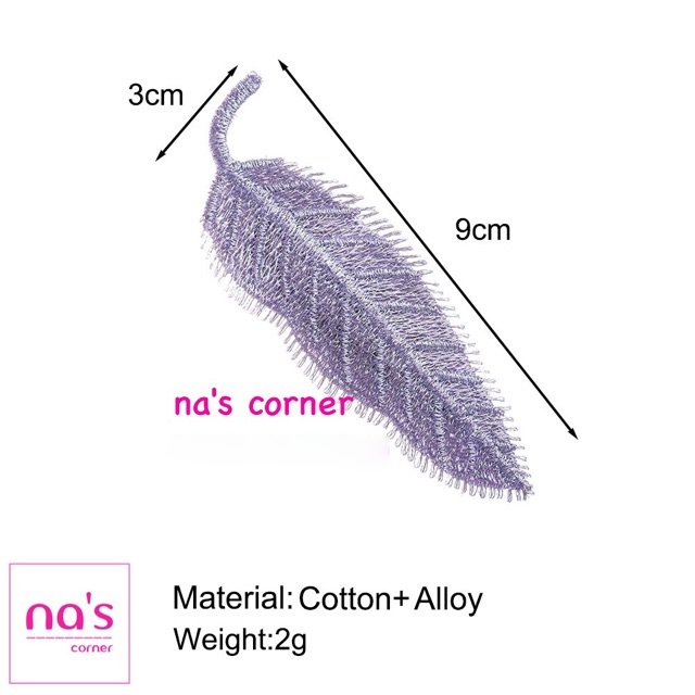 Kẹp tóc mái Hàn quốc ánh nhũ kim tuyến vải đan thêu handmade hình chiếc lá dễ thương ngộ nghĩnh dạng kẹp bật hairclip