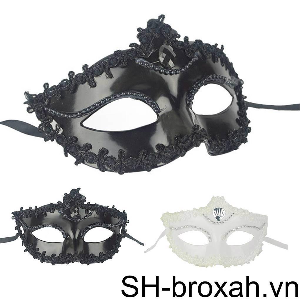 Mặt Nạ Che Mắt Bằng Ren Màu Đen Hóa Trang Tiệc Dạ Hội Halloween