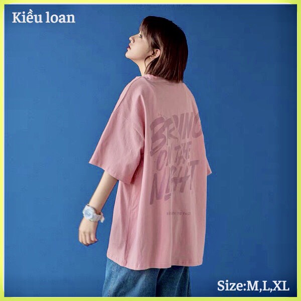 { 4 màu } Áo thun tay lỡ from rộng [BRING ON THE NIGHT] KL Unisex