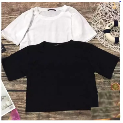 Áo thun croptop tay ngắn trơn (tặng thước dây và bịt mắt)