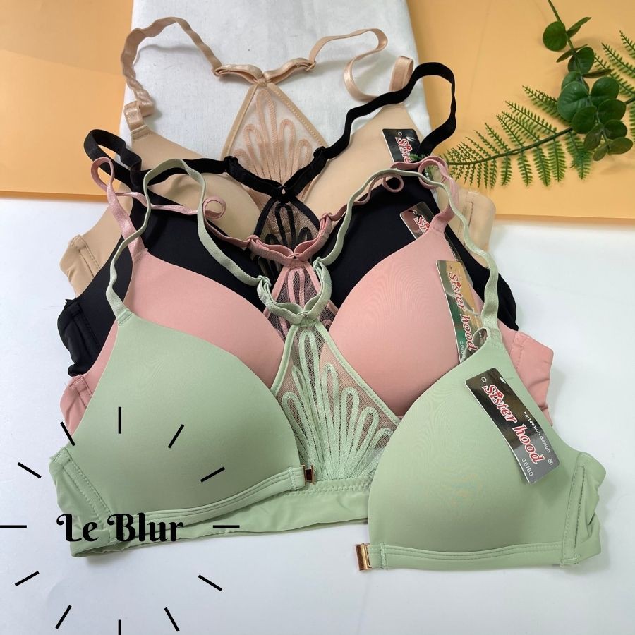 Áo lót cài trước không mút, áo ngực không gọng chất su Thái Lan Sister hood B005, Le Blur