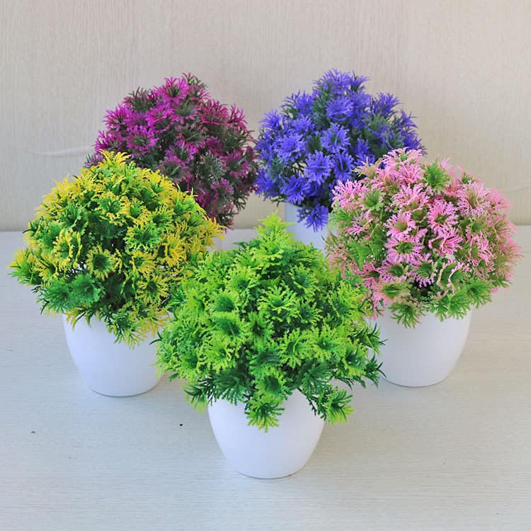 Cây hoa giả, chậu hoa để bàn, kệ tủ trang trí nội thất Milkdecor-03