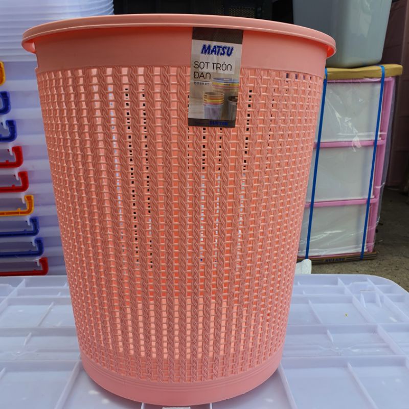 Sọt nhựa tròn đan Duy Tân Nhỏ/Trung/Lớn phong cách hàn quốc dùng làm sọt rác, sọt đựng đồ