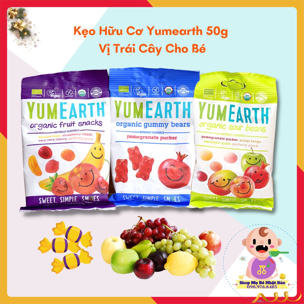 Kẹo Hữu Cơ Yumearth 50g Vị Trái Cây| Kẹo  Organic Cho Bé