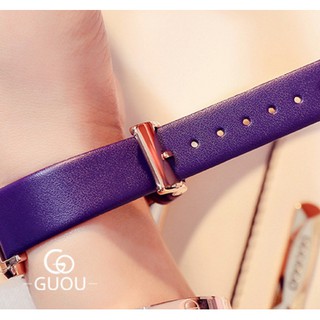 Đồng hồ nữ GUOU 8089 dây da thật, mỏng 0.8 CM