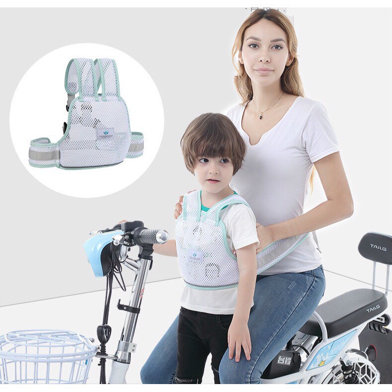 Đai đi xe máy họa tiết Royal cho bé, đai xe máy cao cấp an toàn cho trẻ - Monnie Kids