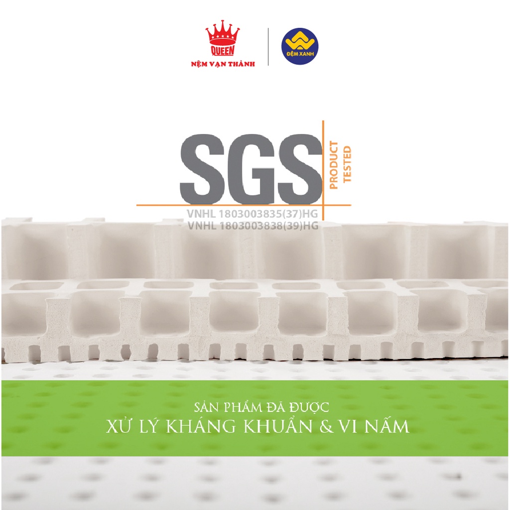 Đệm cao su Vạn Thành Segovia 100% cao su thiên nhiên, vải gấm