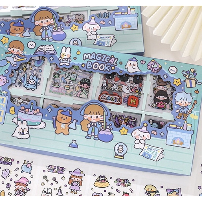 Sticker hộp 200 tấm hình dán dễ thương Magical Book