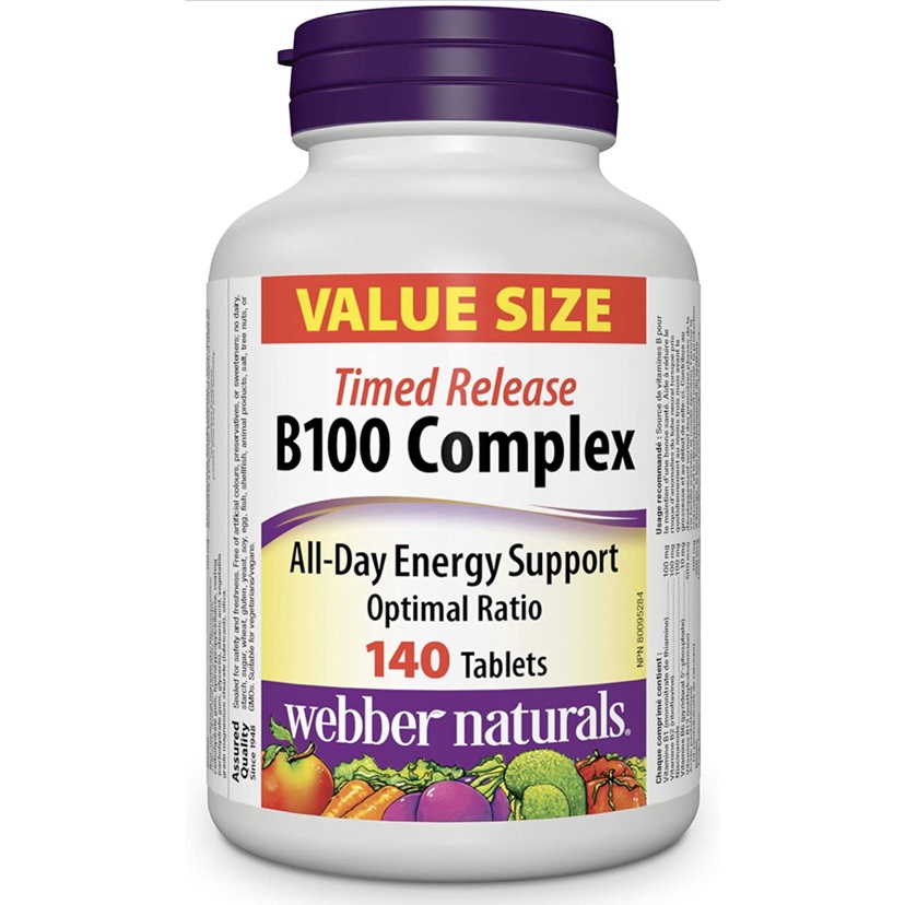 Vitamin b complex bổ sung các loại vitamin b 140 viên webber naturals Canada