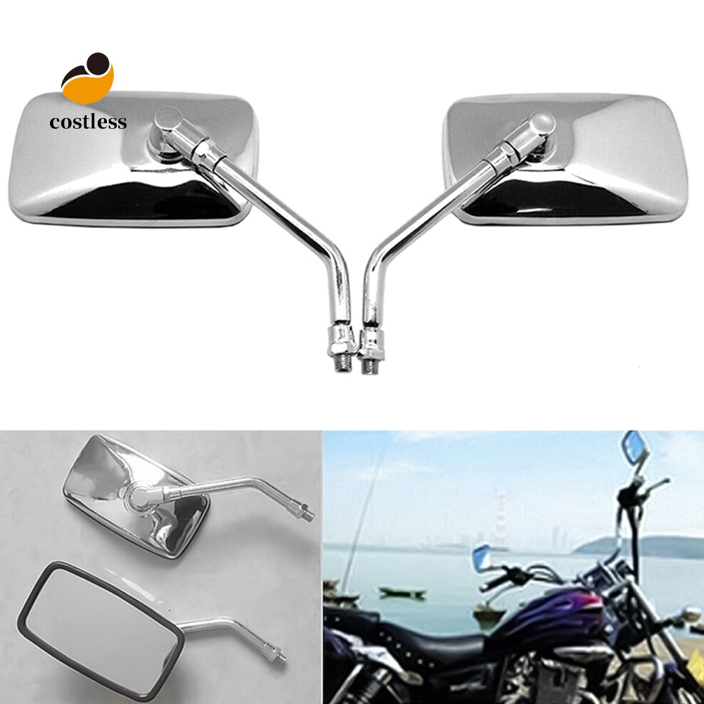 Bộ 2 Gương Chiếu Hậu Hình Chữ Nhật 10mm Gắn Tay Lái Xe Máy