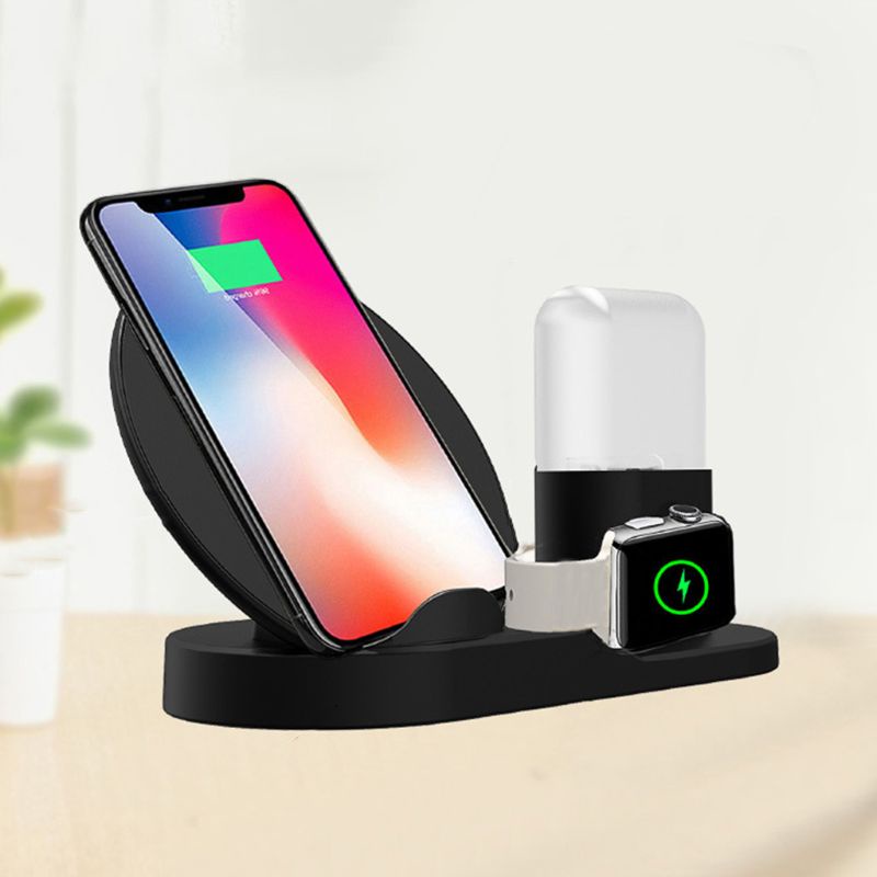 Đế Sạc Nhanh Không Dây 3 Trong 1 10W Kiêm Đế Sạc Nhanh Đa Năng Cho Điện Thoại / Đồng Hồ