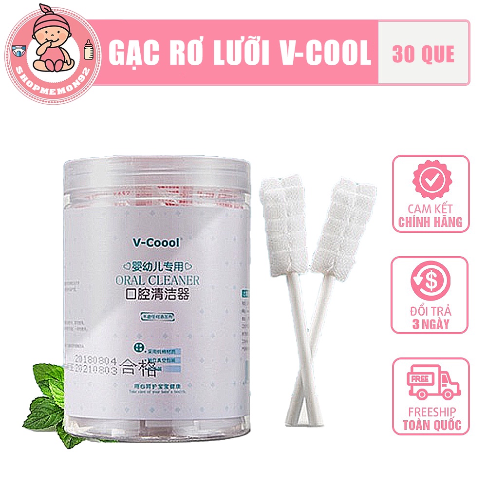 Hộp 30 gói Gạc rơ lưỡi V-Cool vệ sinh răng miệng cho bé 30 gói