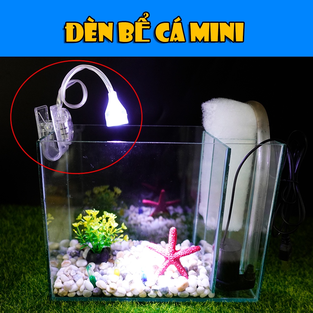Đèn LED mini kẹp Nắp Vặn PIN USB - Đèn dây đổi màu trang trí bể cá bàn học
