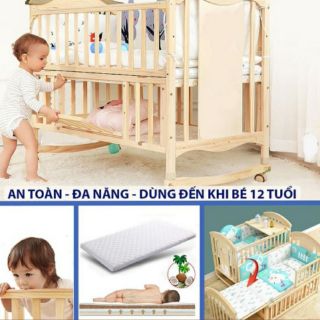 GIƯỜNG CŨI GỖ ĐA NĂNG  AiLiQi  KÈM ĐỆM  QUÂY MÀN