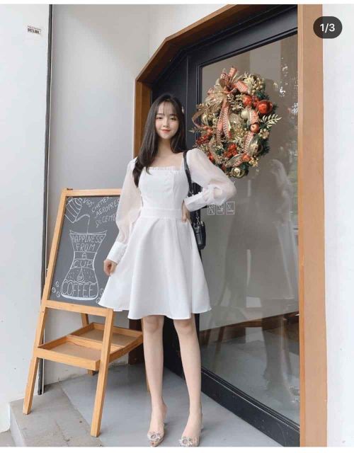 Đầm trắng xòe tay phồng dễ thương Babe Dress | BigBuy360 - bigbuy360.vn