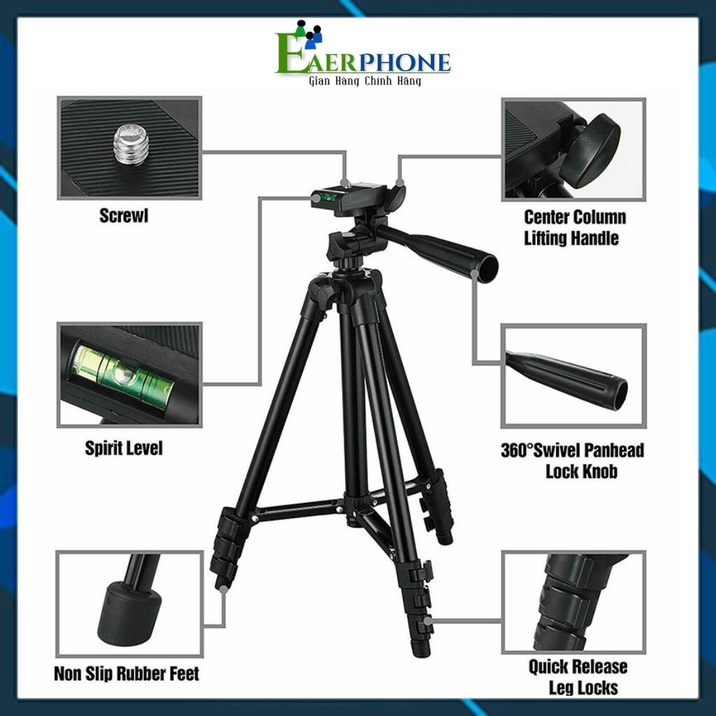 Tripod máy ảnh, gậy Livestream tự sướng 3 chân, quay TikTok 3110 điều chỉnh chiều cao dễ dàng chụp ảnh