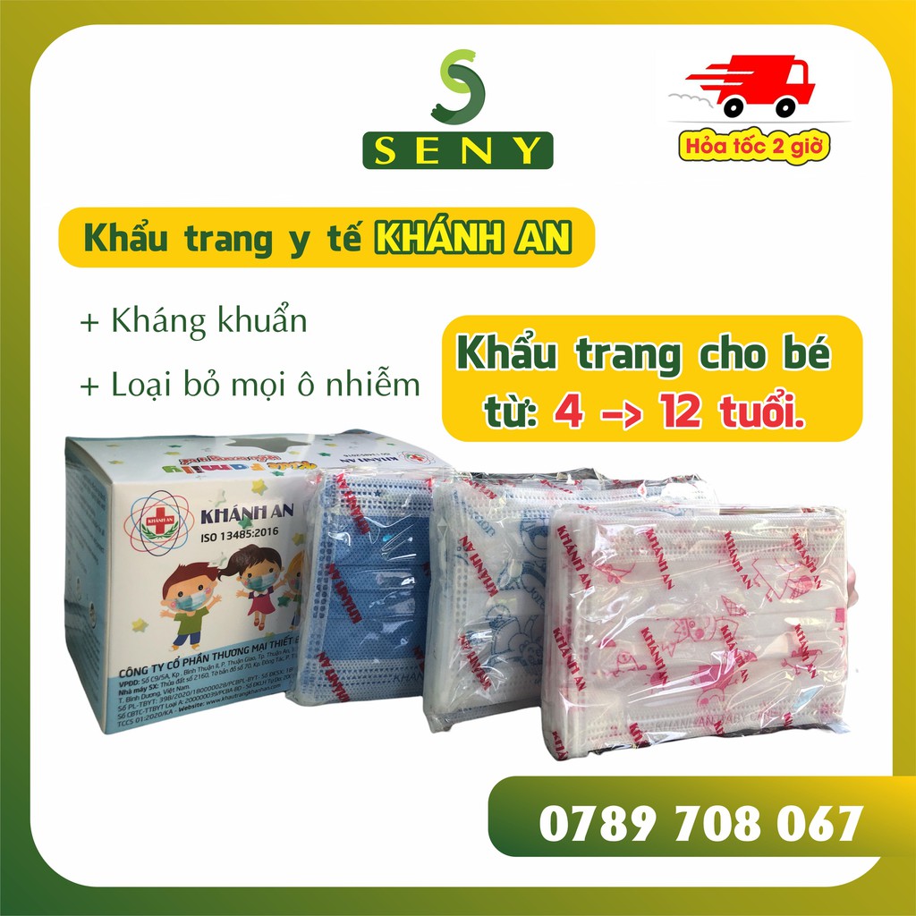 Khẩu trang cho bé trẻ em hộp 50 cái cao cấp Khánh An KA50412