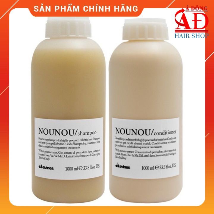 BỘ DẦU GỘI XÃ NOUNOU DAVINES CHO TÓC HƯ TỔN DO HOÁ CHẤT 1000MLX2 TẶNG TINH DẦU SUBITIAN 50ML