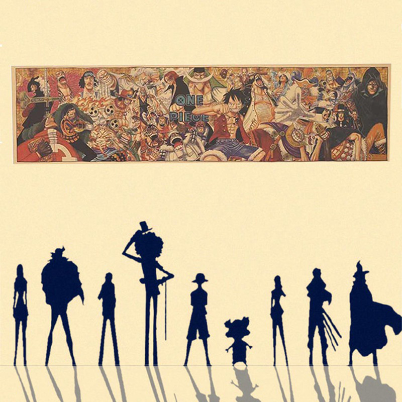 Tranh vẽ các nhân vật trong One Piece bằng giấy kraft dùng để trang trí quán bar/cà phê