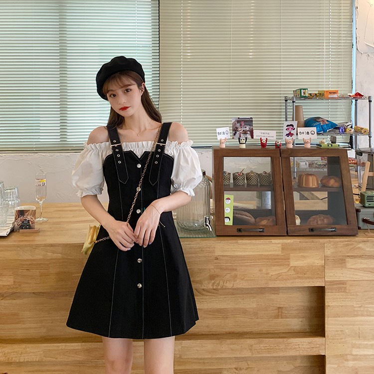 Siêu cao🔥 Đầm Hai Dây Tay Phồng Thời Trang Pháp 2020 Cho Nữ