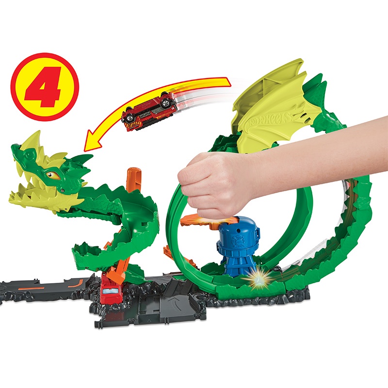 Đồ Chơi HOT WHEELS Bộ Rồng Xanh Phun Lửa HDP03