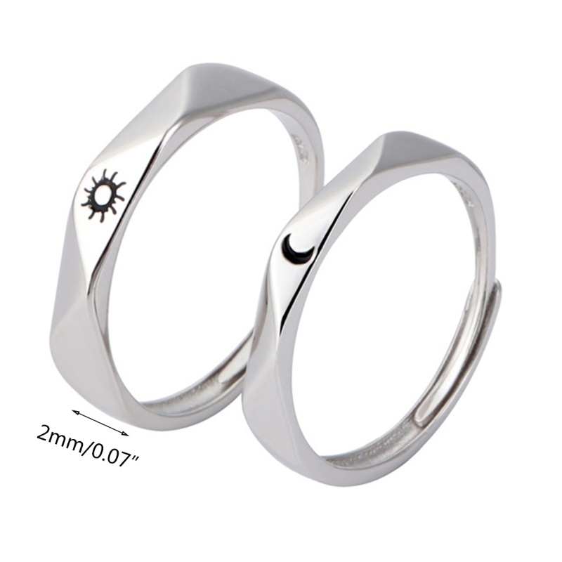 Set 1 Cặp Nhẫn Hở Mạ Bạc Có Thể Điều Chỉnh Kích Cỡ Dành Cho Cặp Đôi