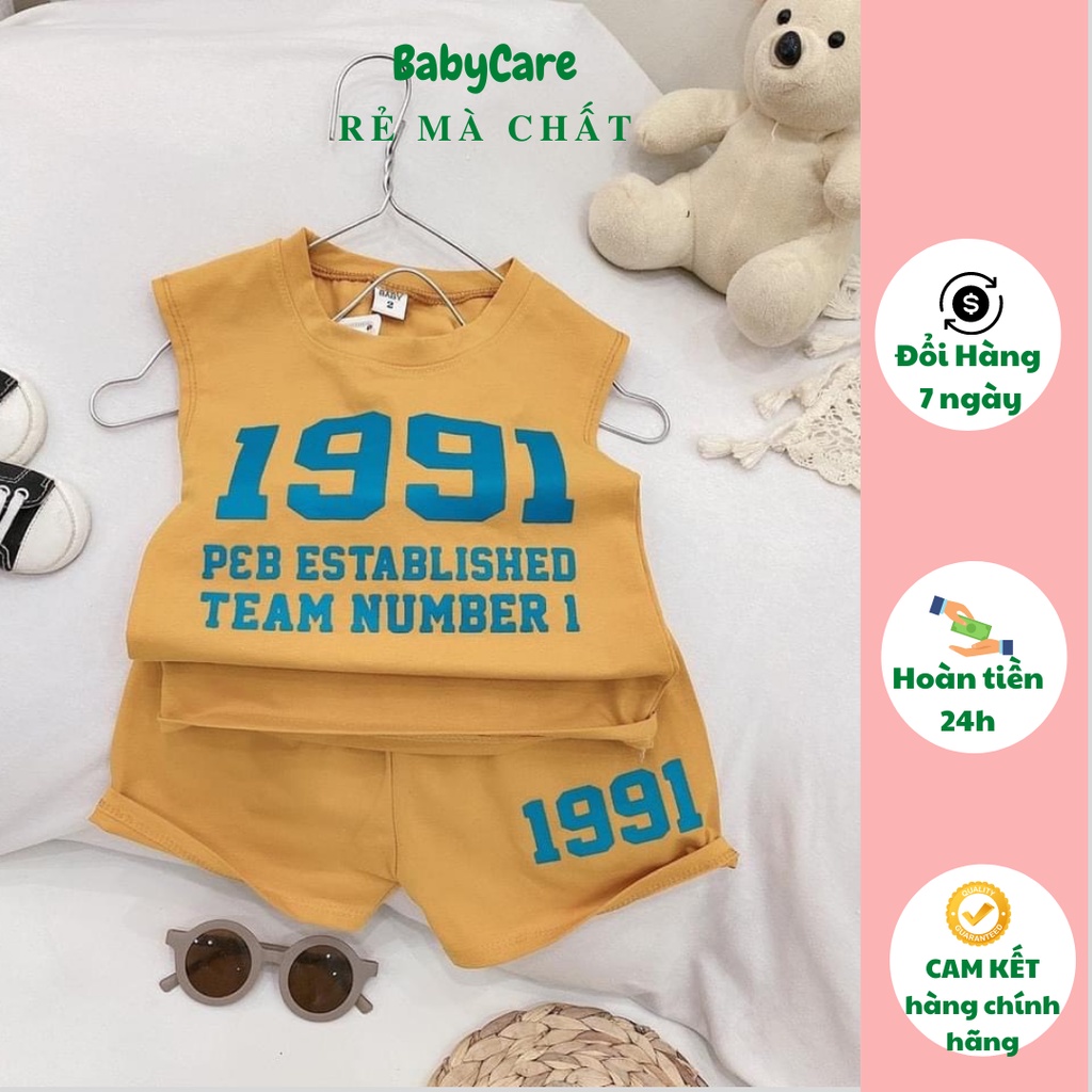 Bộ cộc Bé Trai in 1991 chất cotton tàu mềm mịn mát, Bộ 3 lỗ Cho Bé Mặc Nhà Hè từ 5-20kg