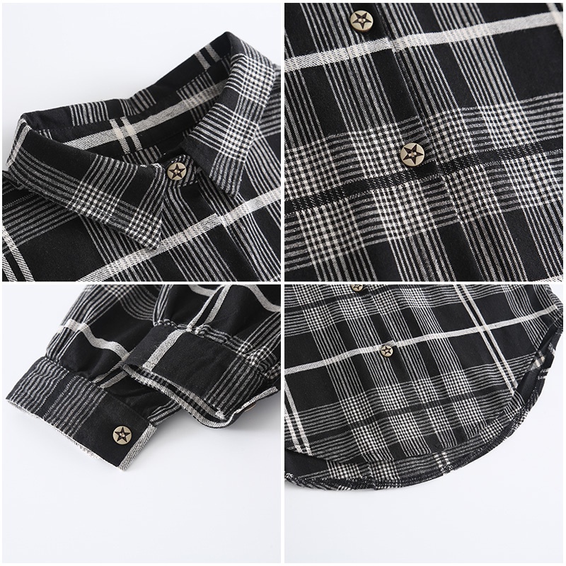 Áo khoác sơ mi kẻ sọc caro phong cách Hàn Quốc mùa xuân thu mới cho bé trai