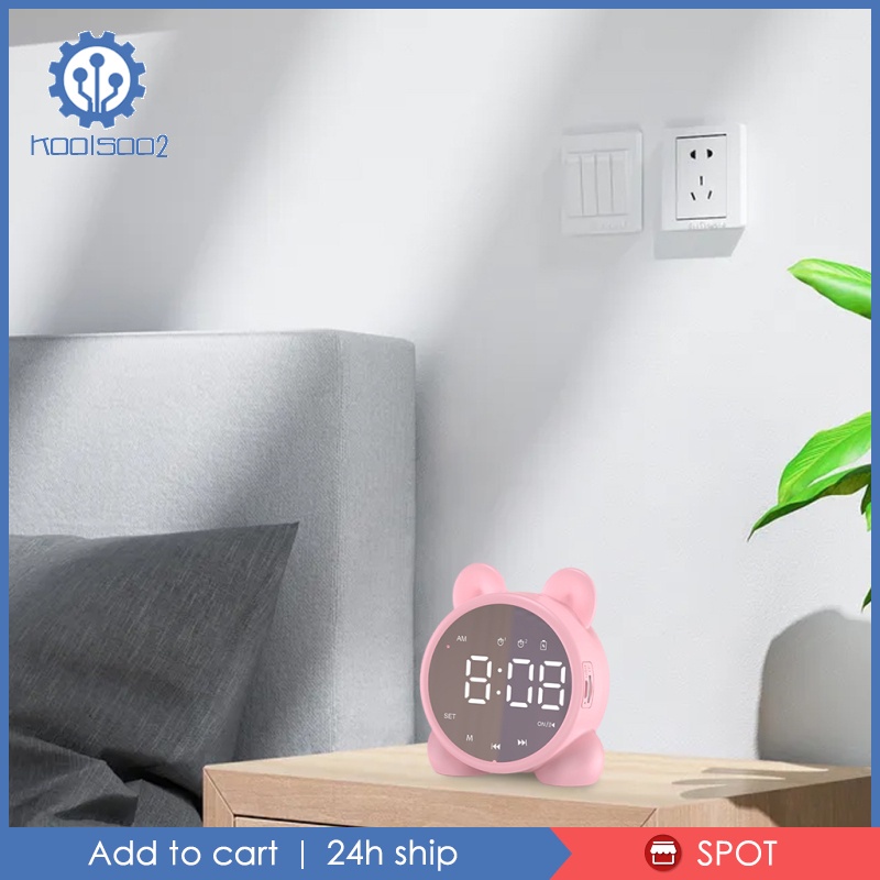 Bluetooth Speaker Alarm Clock USB Charging Handsfree Call for Bedroom  White