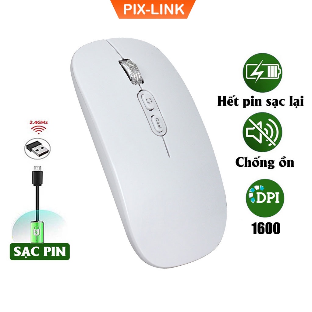 Chuột không dây laptop PIX-LINK M103 USB 2.4GHz DPI 1600 tự sạc pin thumbnail