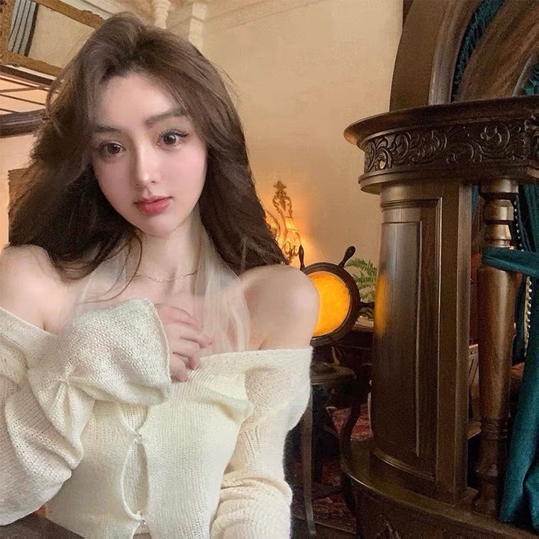 COZOK Set Áo Len Tay Dài Màu Trơn + Áo Vest Không Tay Thời Trang Cho Nữ