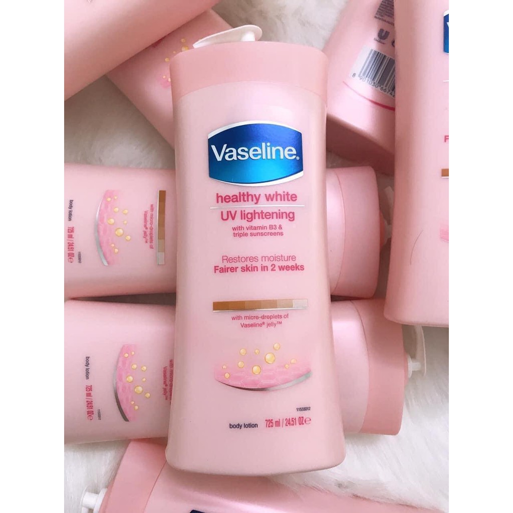 🍓Free Ship🍓 Sữa Dưỡng Thể Vaseline Màu Hồng Heathy White dưỡng ẩm làm sáng và mềm mịn da 725ml Mỹ