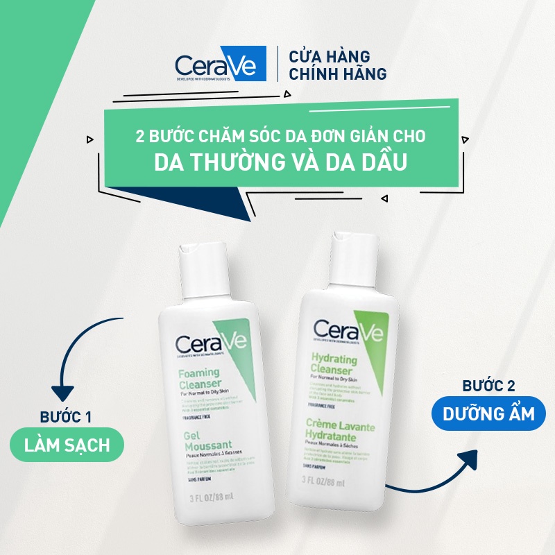 Sữa rửa mặt giúp sạch sâu dành cho da dầu CeraVe Foaming Facial Cleanser 88ml