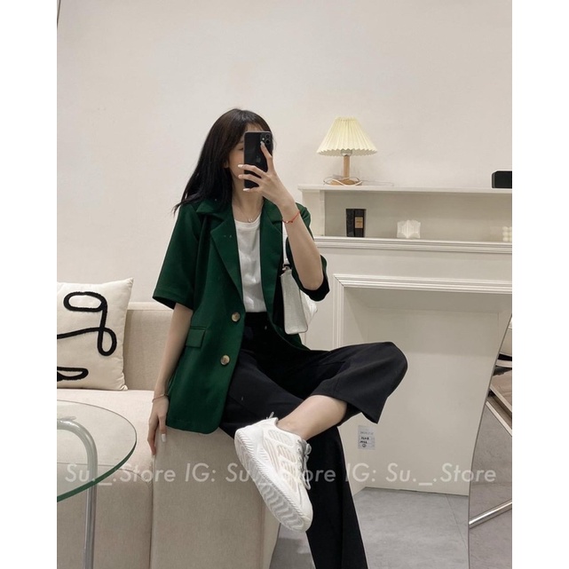 Áo blazer nữ cộc tay, áo vest nữ chất mát dáng rộng 4 màu xinh xắn | WebRaoVat - webraovat.net.vn