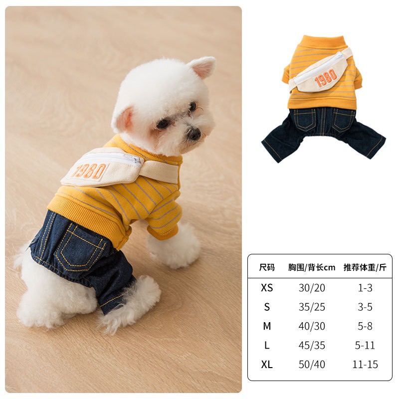 Bộ quần áo liền quần có túi đeo cho chó mèo