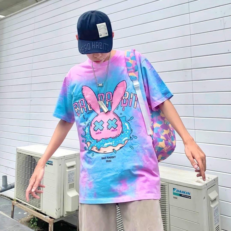 Áo thun loang màu hồng hình thỏ Rabbit(Ảnh thật)