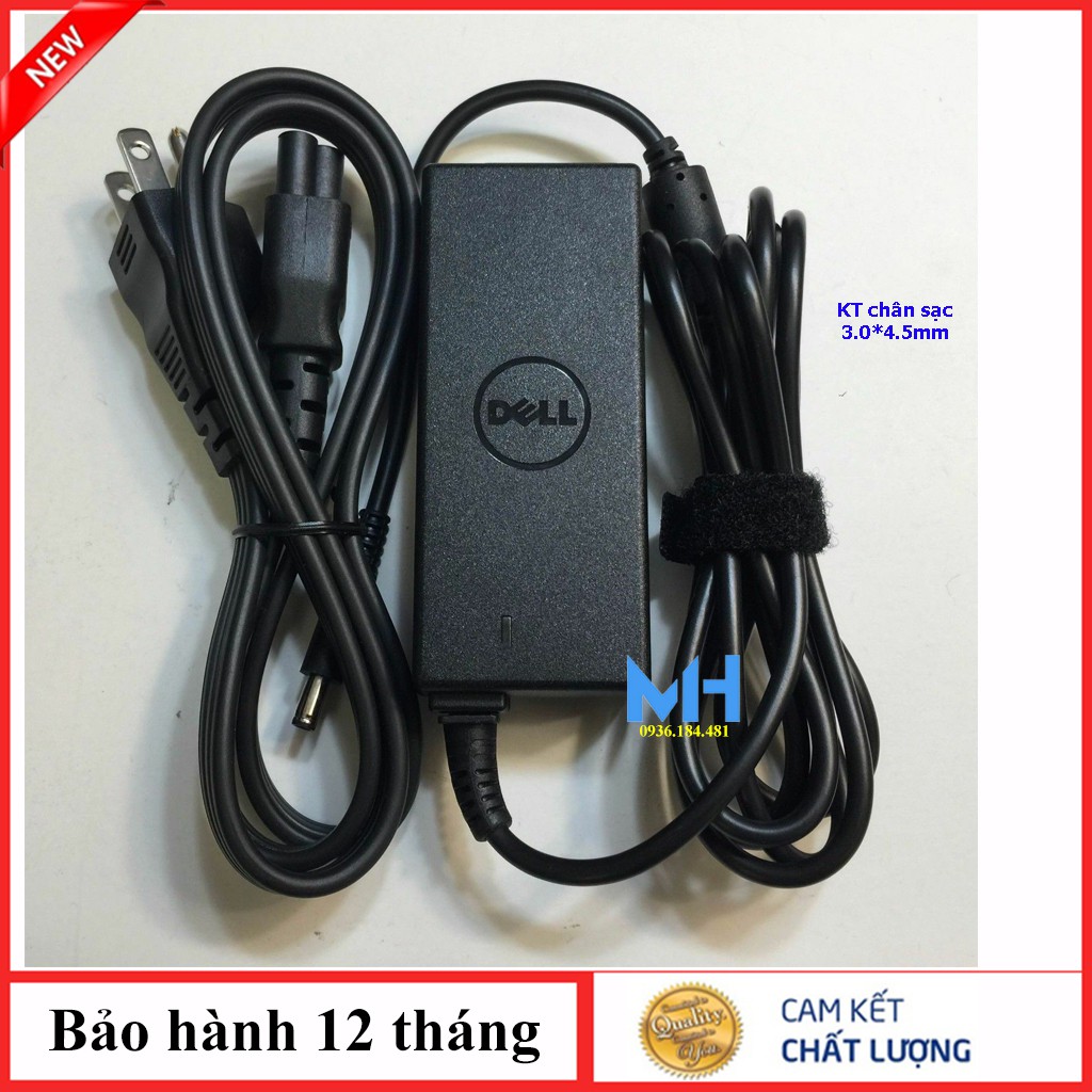 Sạc laptop Dell 19.5v-2,31a chân nhỏ zin, Sạc Dell 45w chân nhỏ ZIN có logo Dell in chìm trên thân sạc