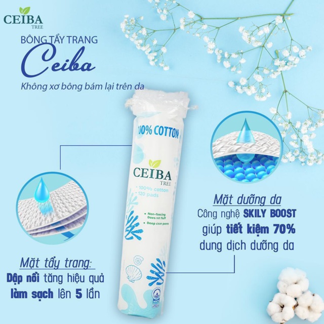 Bông Tẩy Trang Ceiba Tree Organic - 100% Cotton (80-120 miếng)