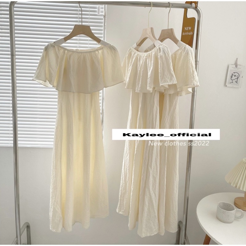 Váy Trễ Vai Bèo Đơn Giản Nhẹ Nhàng Chất Đũi Dày Dặn ảnh thật Kaylee | BigBuy360 - bigbuy360.vn