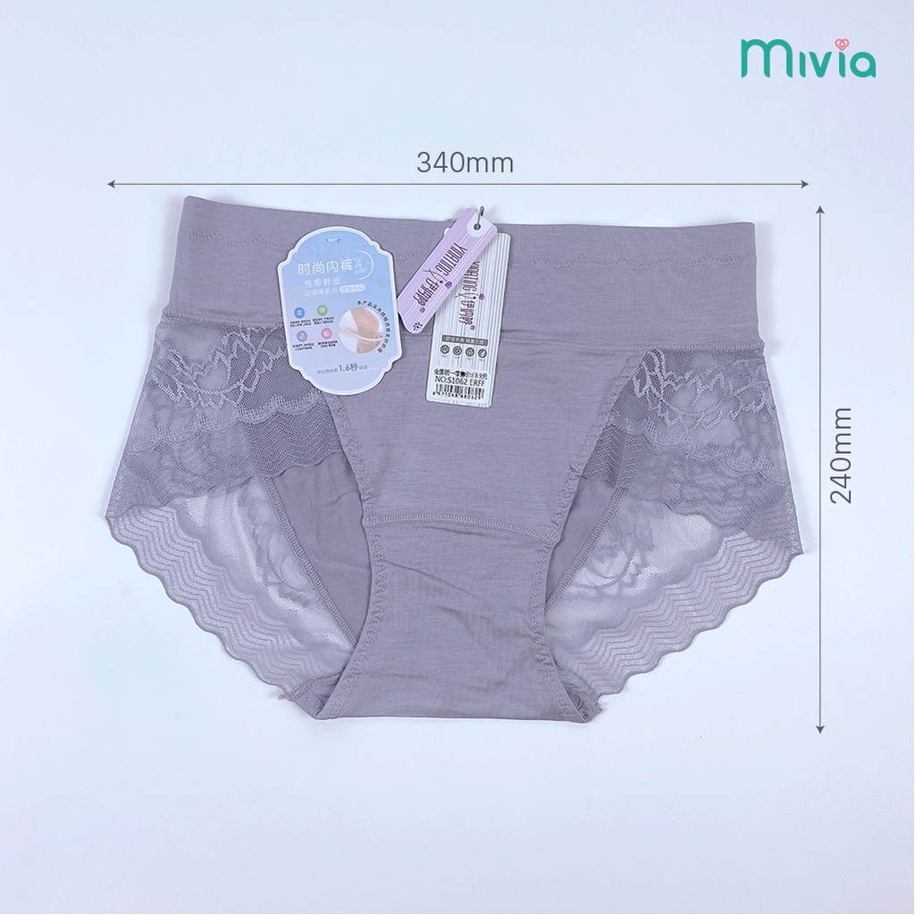 Quần lót nữ phối ren, quần lót cotton phối ren cạp cao gen bụng - freesize (v3:75-95cm)