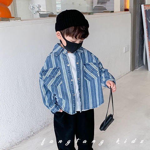 Áo Khoác Sơ Mi Denim Tay Dài Thời Trang Xuân Thu 2022 Cho Bé Trai