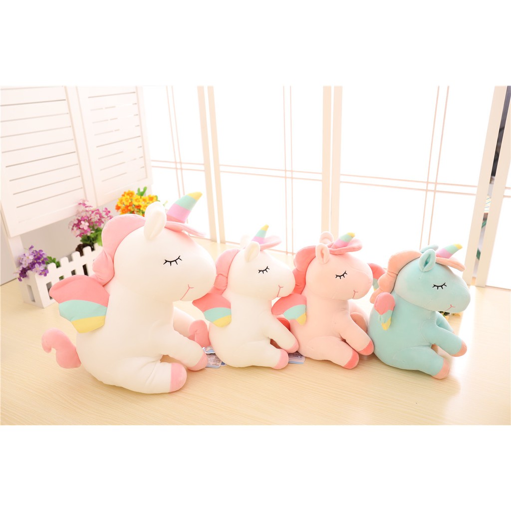 GẤU BÔNG NGỰA MỘT SỪNG UNICORN NGỒI (25CM--->40CM)