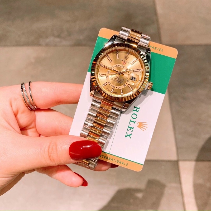 Đồng Hồ Nam Rolex 38mm Máy Nhật Dây Kim Loại Thép Không Gỉ Đúc Lịch Ngày Mới