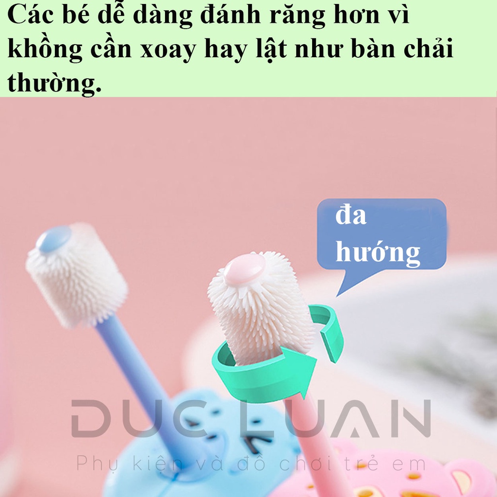 Bàn chải đánh răng 360 độ cho bé 1 đến 6 tuổi - Bàn chải nano kháng khuẩn