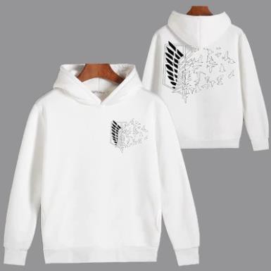 GIÁ TỐT - Mẫu áo Hoodie Attack on Titan màu trắng siêu chất đẹp giá rẻ / có size trẻ em